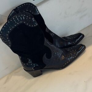 Stuart Weitzman Black Western Heeled Boots
